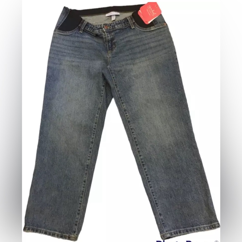 Isabel Maternity Vintage Stretch Straight Side Panel Medium Wash Jeans Size 8